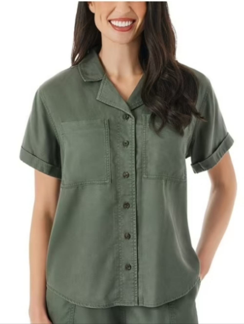 S SIZE Member's Mark Tencel Camp Shirt in Gray